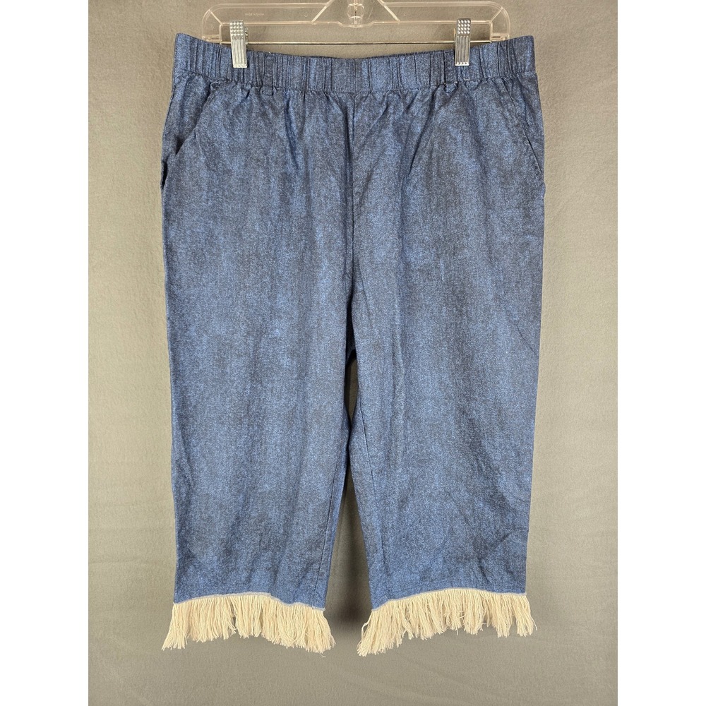 One Piece Monkey D Luffy Cosplay Pants M Blue Chambray Cropped Anime Costume